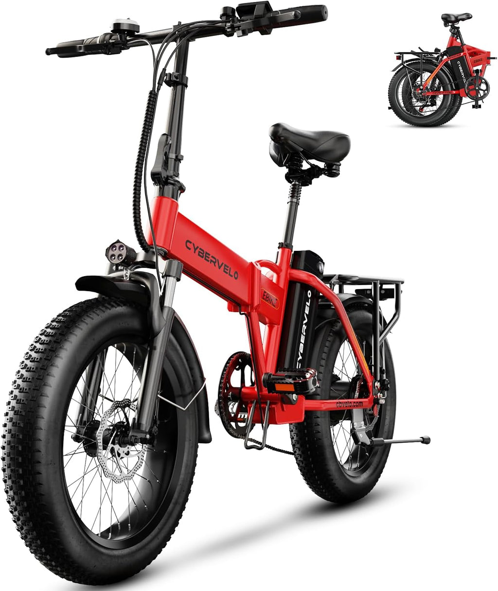 DriftGod Folding Electric Bike, 48V 20.8AH Large Removable Battery E Bike - 20'x3' Fat Tire - 80 Miles Max Range Ebike for Adults,Electric Bicycles for Commuter