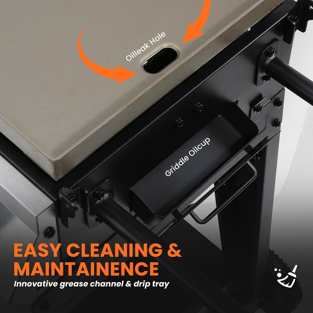 36 Inch Outdoor Flat Top Gas Propane Griddle with 5 Burners 50,000BTU,Powder Coated Steel Portable Gas Grill with Side Shelves for BBQ,Camping,Backyard
