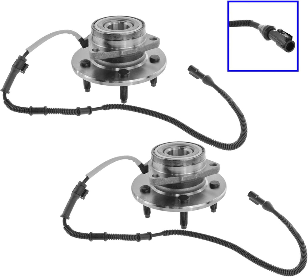 TRQ 2 Piece Front Wheel Bearing & Hub Assembly Set 4WD Compatible with 2000-2004 Ford F-150 2004 F-150 Heritage