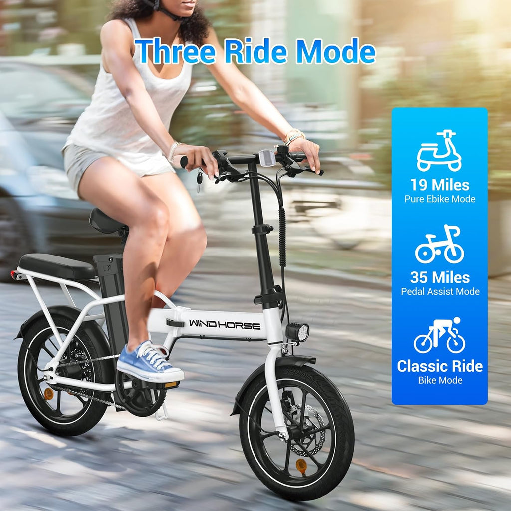 SEHOMY 2-Seat Electric Bike for Adults 630W Peak Motor, 25MPH Folding Ebike, 16' Adults Electric Bicycles with 30° Uphill, 288WH Removable Battery, 35 Miles Long Range, Commuter E Bikes Teens 14+