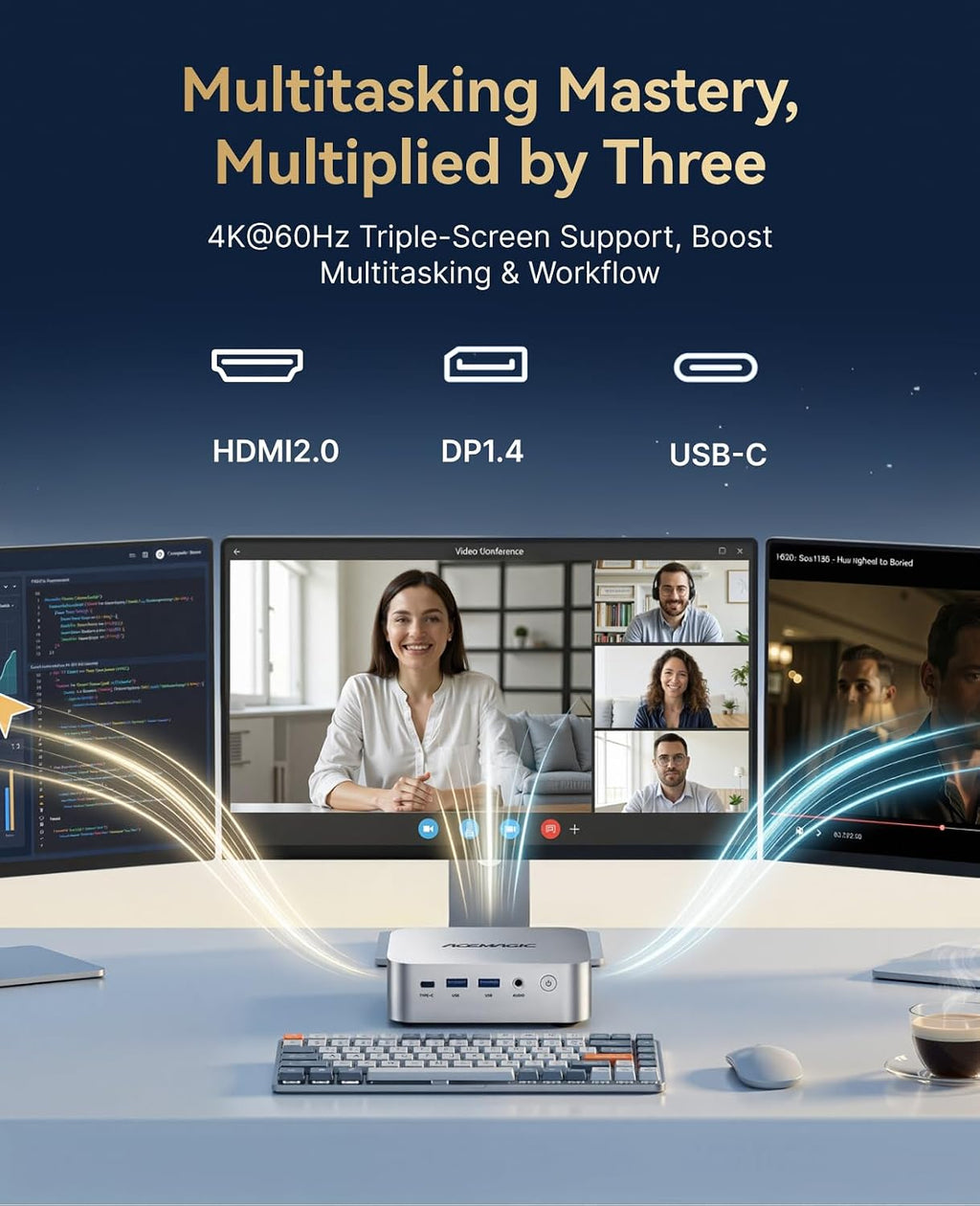 ACEMAGIC Mini PC R2544 -Beat 4300U/3300U, 16GB DDR4 1TB SSD Mini Computers, 28W MAX Small Desktop 4K Triple Display/WiFi/VESA for Home Office Business Education, Preinstalled WIN11 Pro