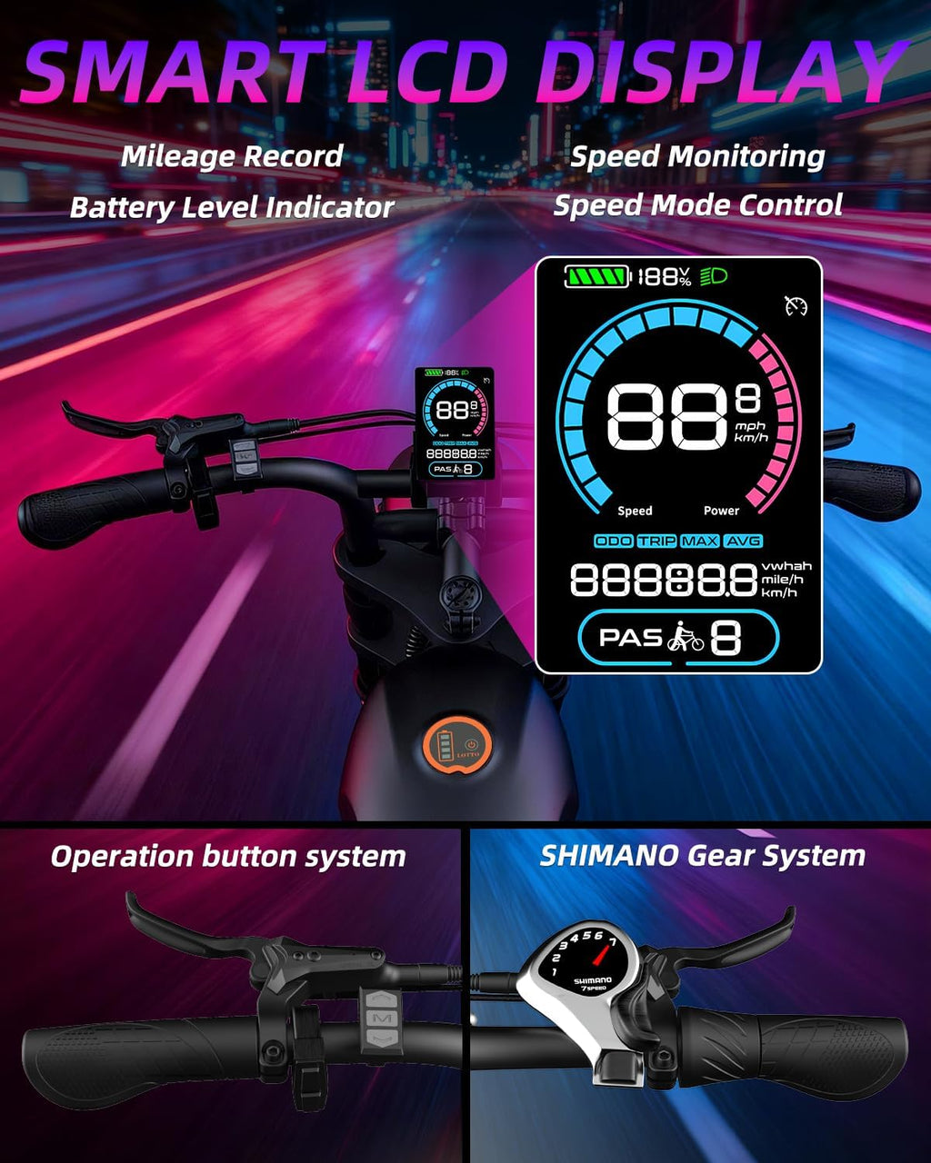 Electric Bike for Adults 1500W Peak Power, 20' Fat Tire All-Terrain E-Bike, 35MPH Top Speed 48V 18.9AH Lithium Battery, 31-60 Miles Range for Road Sand Mountain Snow