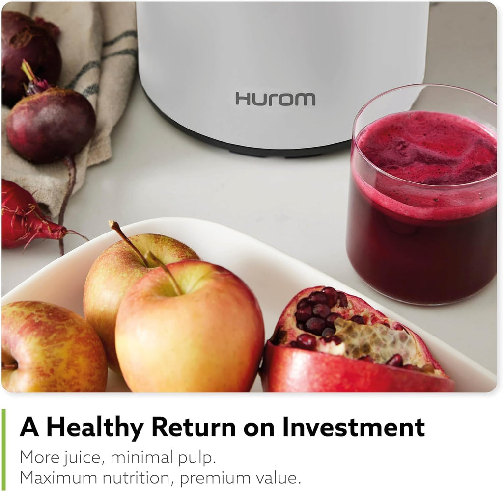Hurom H400 Easy Clean Slow Juicer, Matte Black | Hands Free | Hopper Fits Whole Produce | Quiet Motor | BPA Free | Easy Assembly | Healthy Living | Cold Press Masticating Juicer (Titanium)