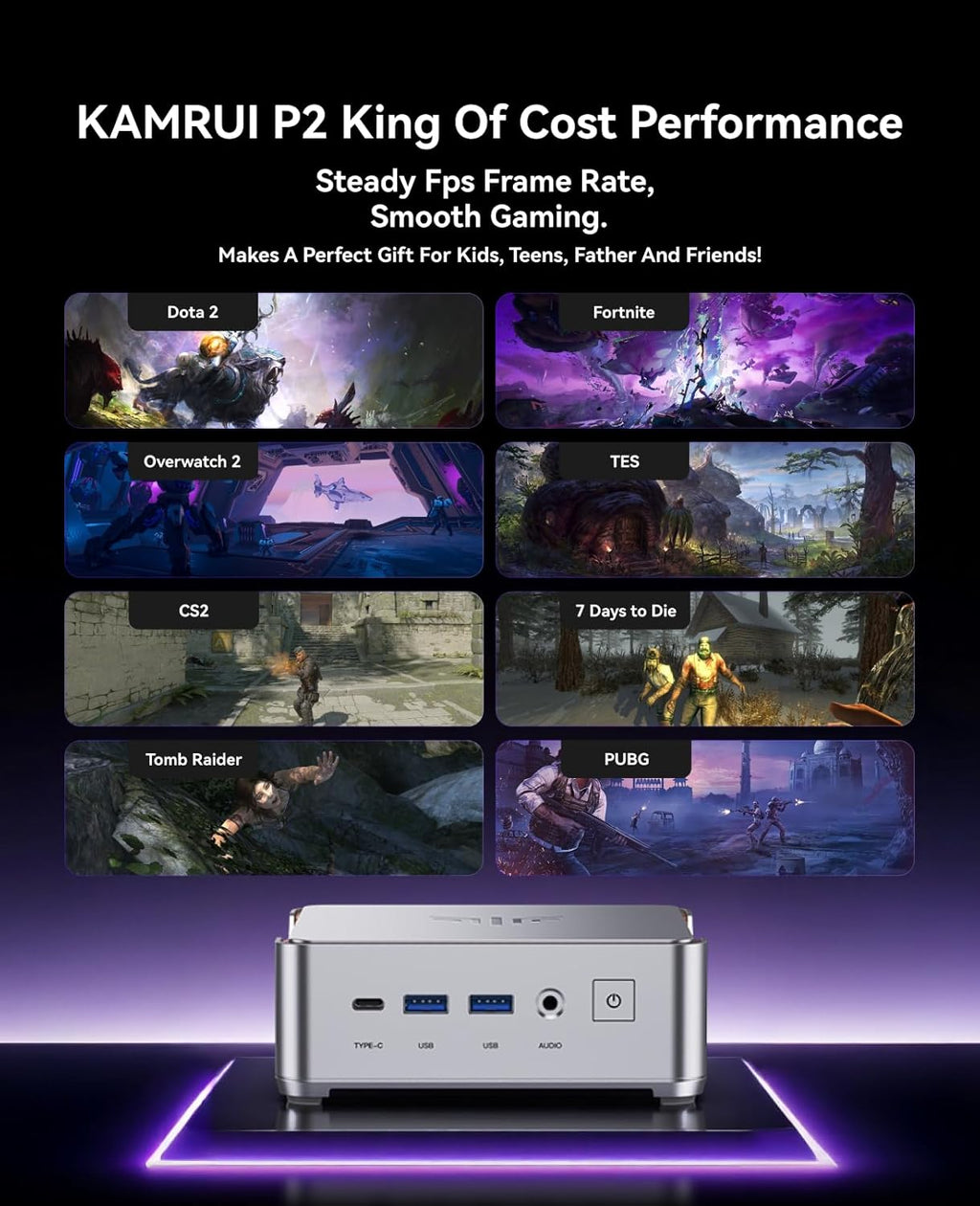 KAMRUI Pinova P2 Mini Gaming PC, Core i5-12600H(Beats 1185G7/12450H), 32GB DDR4 1TB SSD Mini PC, 12C/16T, 4.5GHz, 4K Triple Display(DP+HDMI+USB-C)/WiFi6/BT5.2 Mini Computers for Home/Office/Business