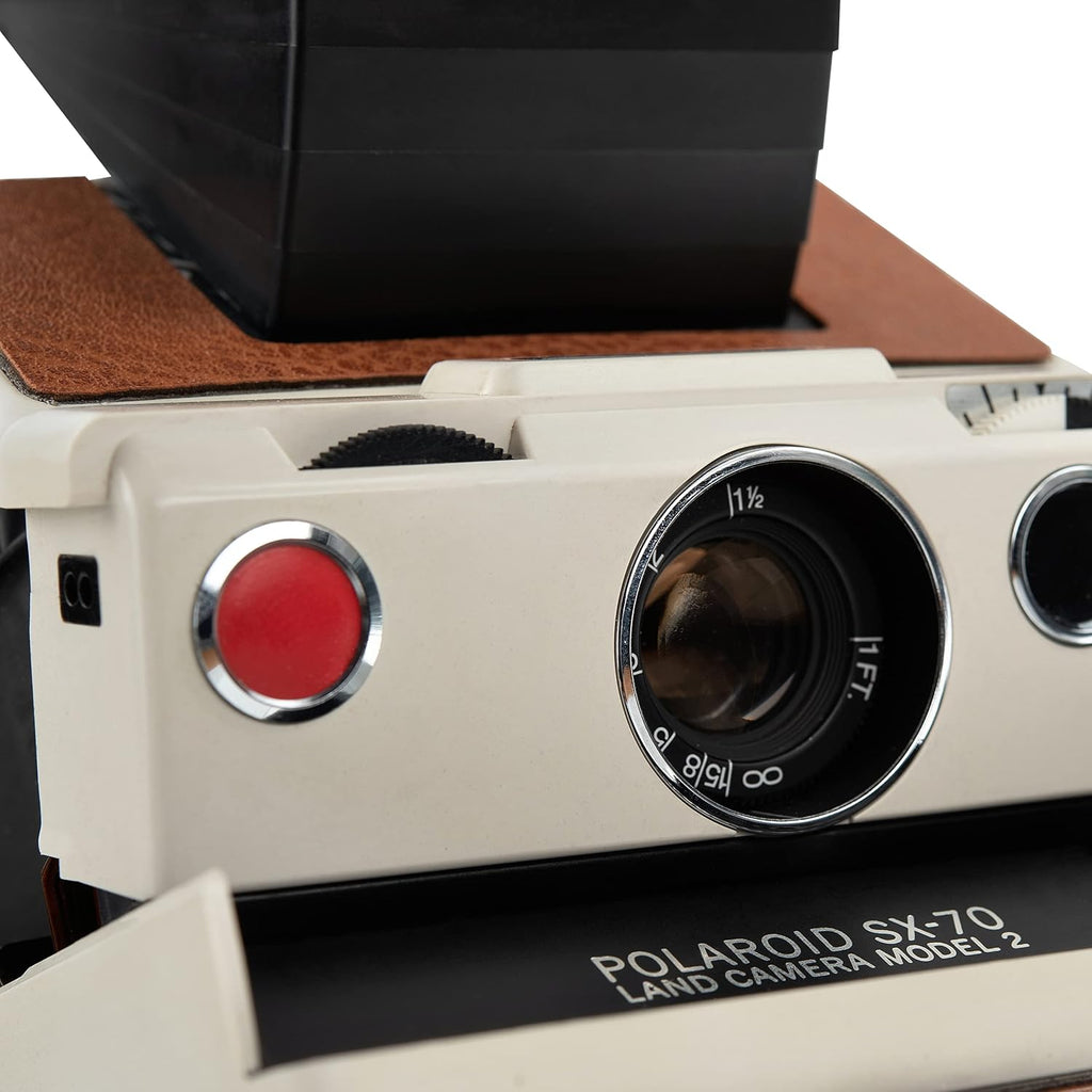 Polaroid SX-70 Land Camera Model 2 – Vintage Instant Film Camera (White Body, Brown Leather) | Manual Focus, Foldable Design, Works with SX-70 Film (Renewed)