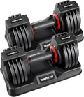 25/55 lbs Pair Adjustable Dumbbell Set, Adjust Dumbbell Weight for Exercises Pair Dumbbells for Men and Women in Home