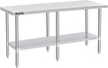DuraSteel 24x84 Stainless Steel Work Table - NSF Commercial Prep Metal Table - Outdoor Pizza Oven Stand w/Under Shelf - Kitchen Island Laundry Utility Garage Microwave Stand Large Rolling Storage Cart