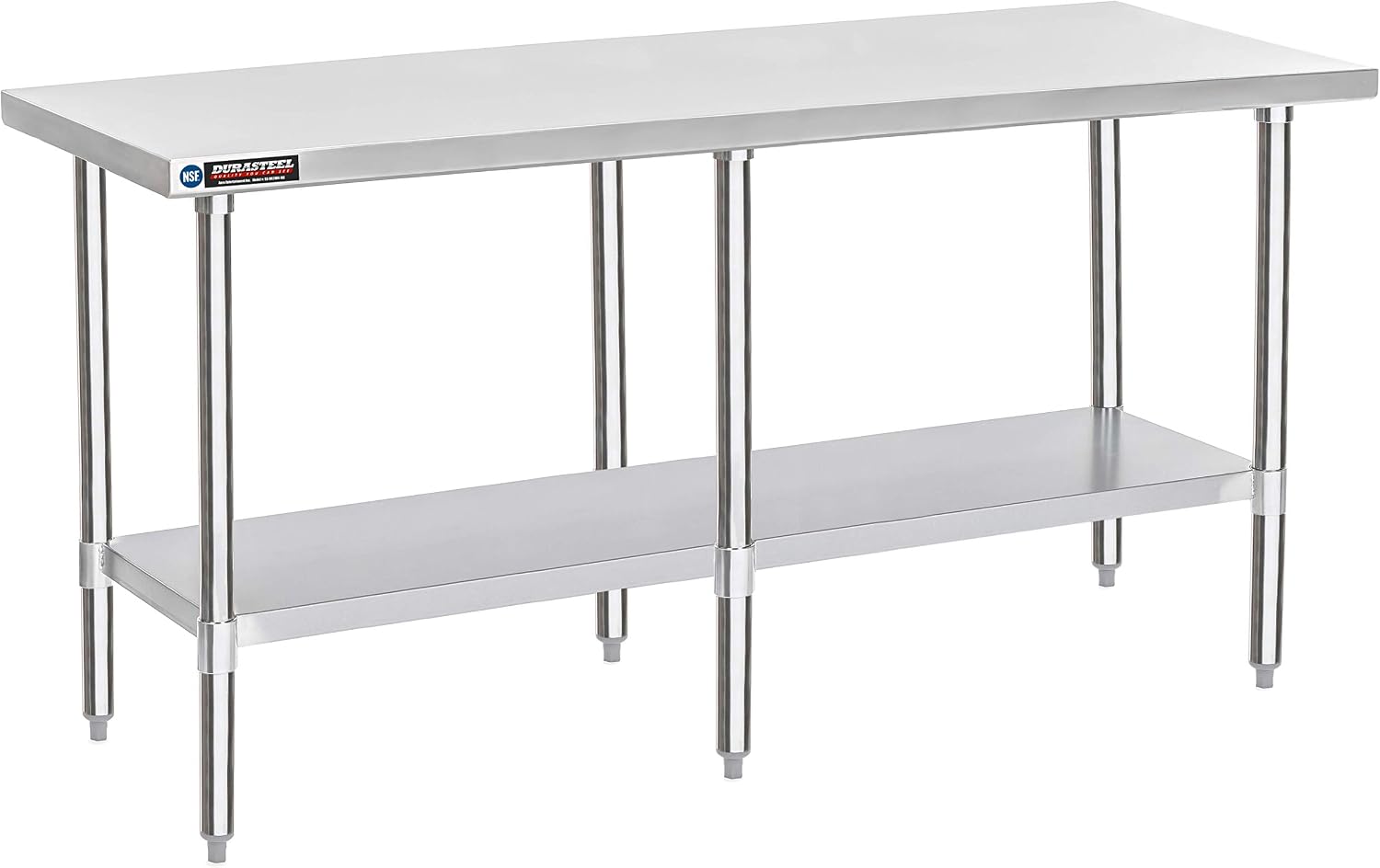 DuraSteel 24x84 Stainless Steel Work Table - NSF Commercial Prep Metal Table - Outdoor Pizza Oven Stand w/Under Shelf - Kitchen Island Laundry Utility Garage Microwave Stand Large Rolling Storage Cart