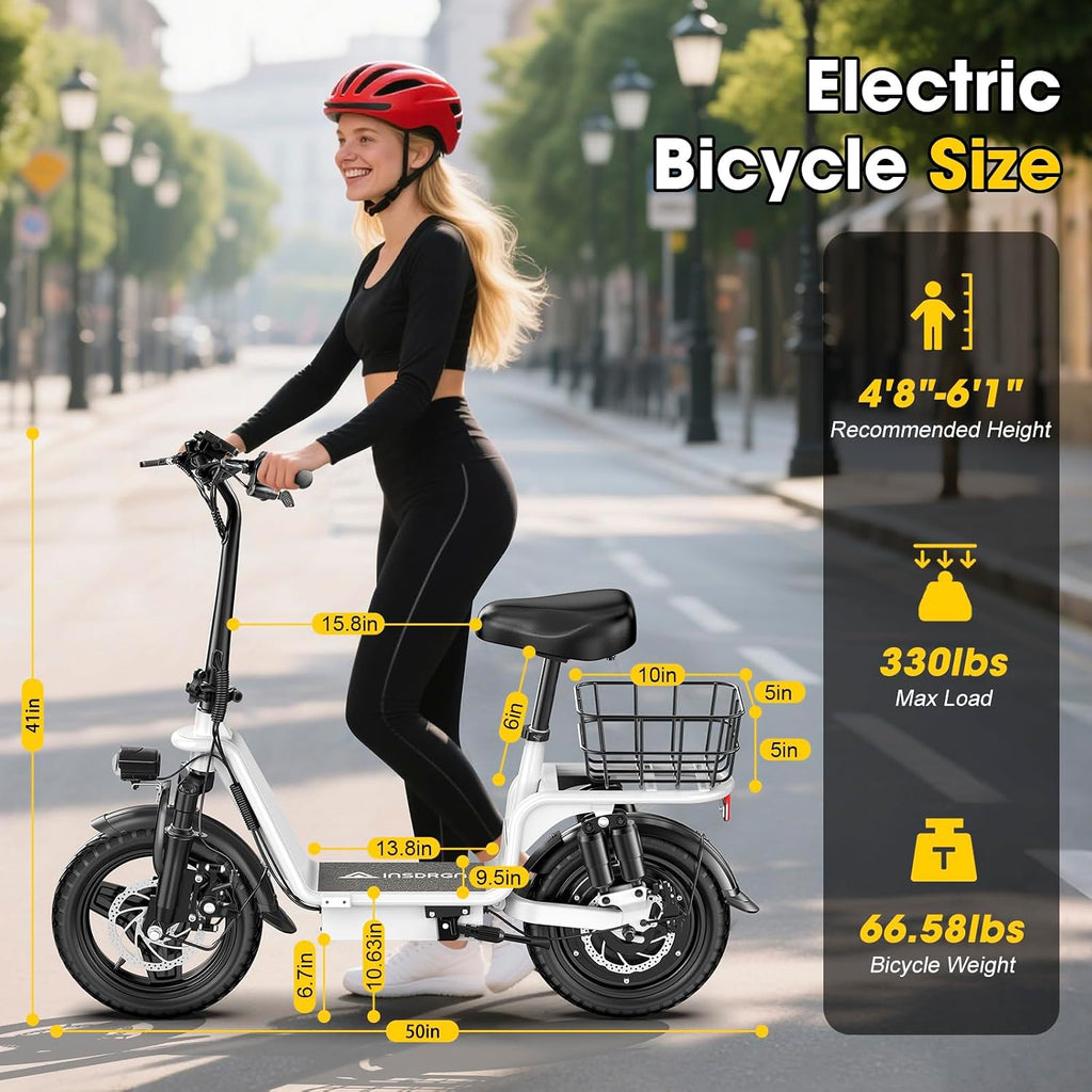 INSDRGN Adults Electric Scooter with Seat,1000W Peak Motor 48V 10.4AH Foldable Electric Scooter,14' Tires,20MPH, 28-Mile Long Range and Dual Disc Brakes,330lbs Max Load