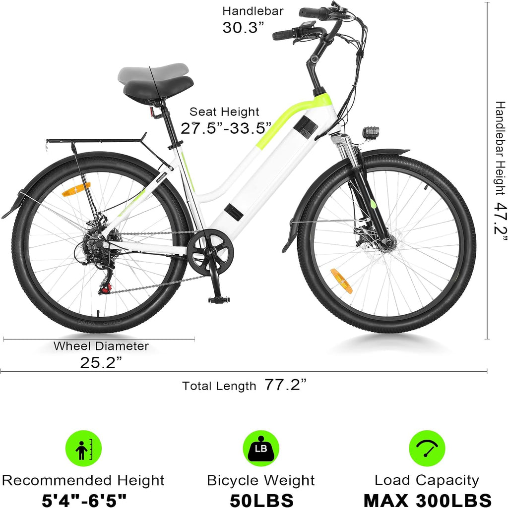 ZNH Electric Bike for Adults with 1000W Motor & 624/940.8 Wh Built-in Removable Battery, 70Miles 25 MPH Step Thru Electric Bicycle, 24'/26' Commuter E Bikes with 7-Speed, UL 2849 Certified