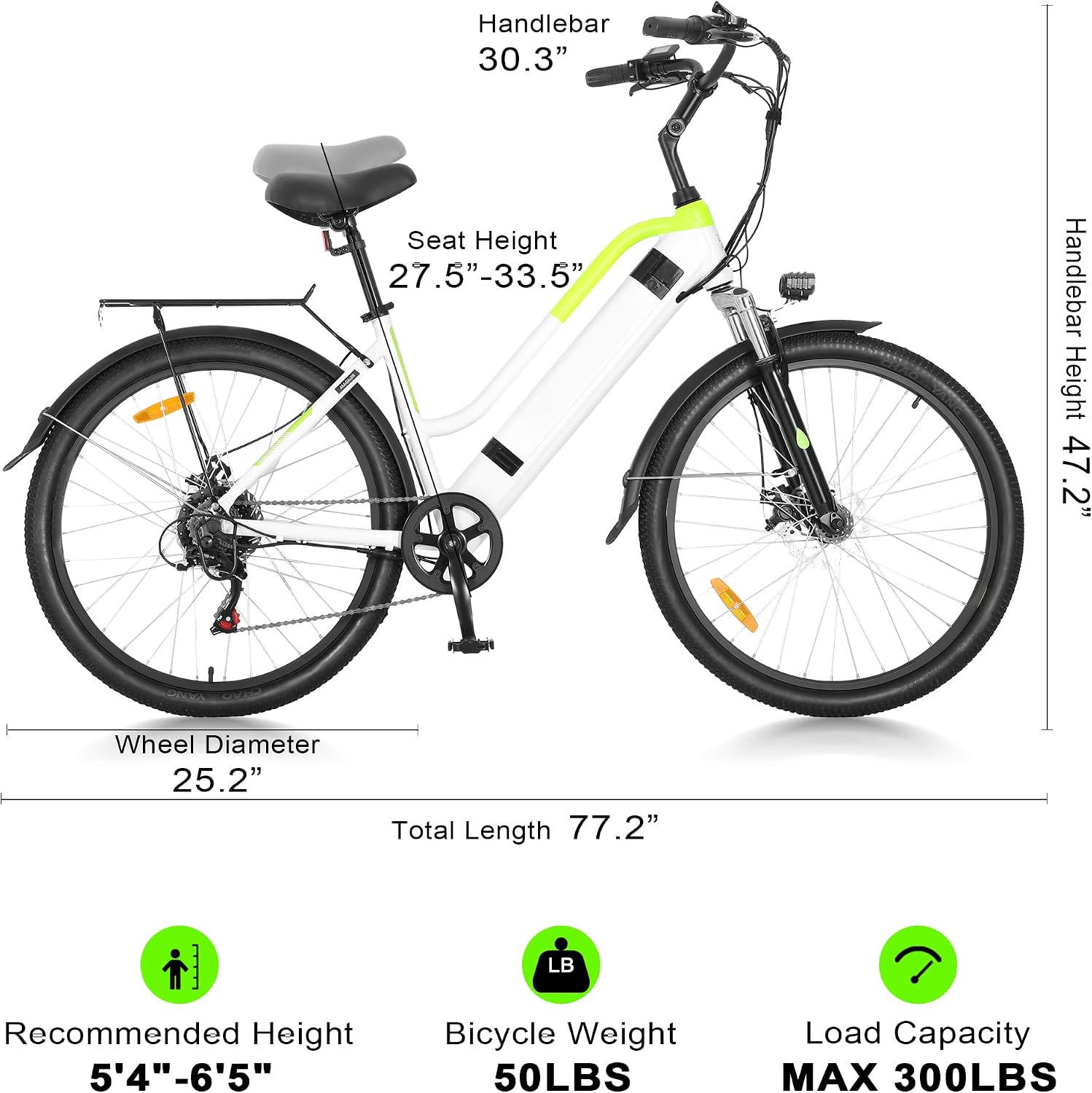 ZNH Electric Bike for Adults with 1000W Motor & 624/940.8 Wh Built-in Removable Battery, 70Miles 25 MPH Step Thru Electric Bicycle, 24'/26' Commuter E Bikes with 7-Speed, UL 2849 Certified