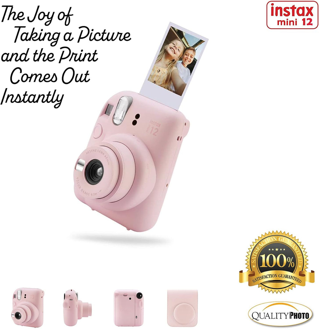 Fujifilm Instax Mini 12 Instant Camera with Case, Decoration Stickers, Frames, Photo Album and More Accessory kit (Blossom Pink)…
