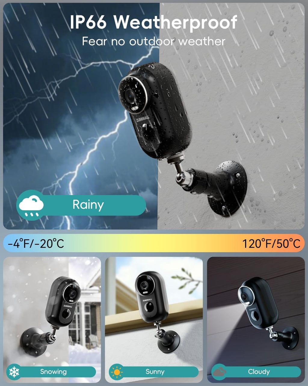 ZUMIMALL Security Cameras Wireless Outdoor, 4 Packs, 2K Cameras for Home Security, Outdoor/Indoor Camera Battery Powered, 2.4G WiFi, Magnetic Mount,3MP Color Night Vision/Siren/PIR/AI/Cloud/Alexa