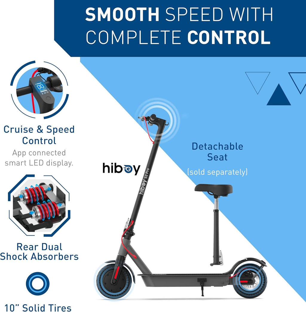 Hiboy S2 Pro/X300 Electric Scooter, 500W Motor, 10'/12' Tires, 25/38 Miles Range E Scooter, 19/23 Mph Folding Commuter Electric Scooter for Adults