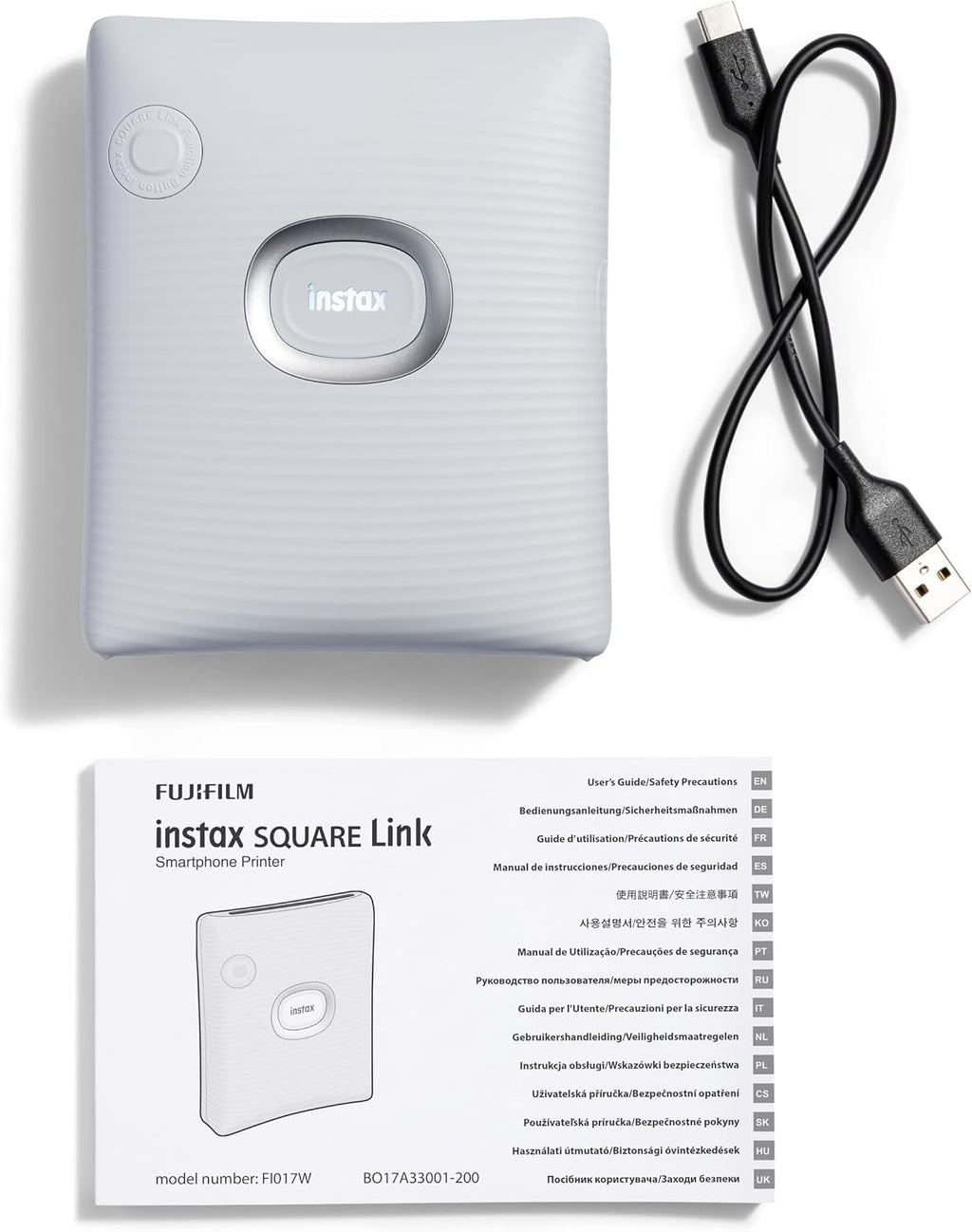 Fujifilm Instax Square Link Smartphone Printer- Ash White