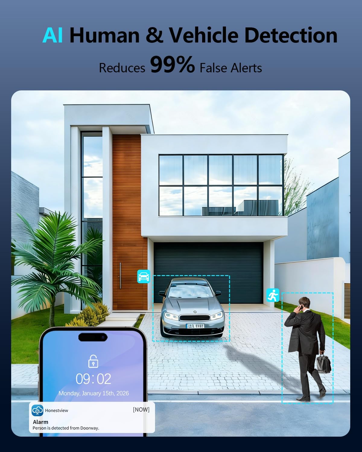 (2026 Update) 4K PoE Security Camera System w/PIR & AI Human Detection, 16CH NVR w/ 3TB HDD, 16 Cameras, 130° Ultra Wide Angle, 30-Day Recording, 2-Way Audio, Remote Control, No Monthly Fee
