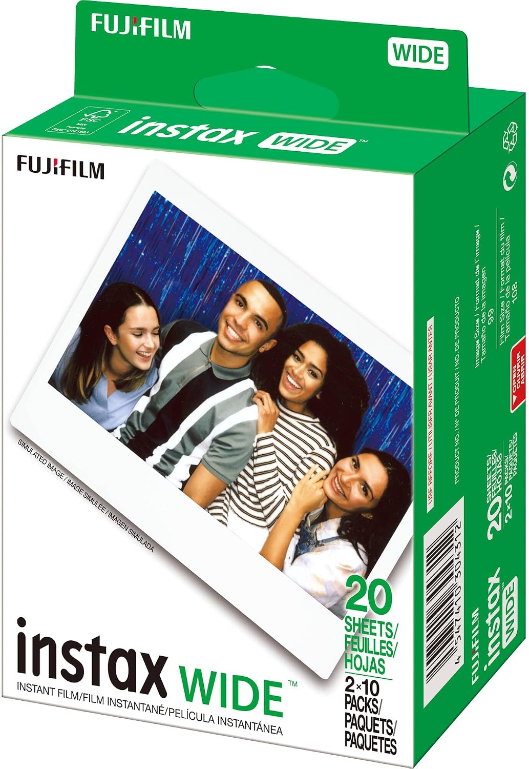 FUJIFILM INSTAX Wide 400 Instant Camera | Jet Black Bundled with INSTAX Wide Instant Film | 20 Exposures + Wide Album & Colored Frames + Cleaning Cloth (4 Items)