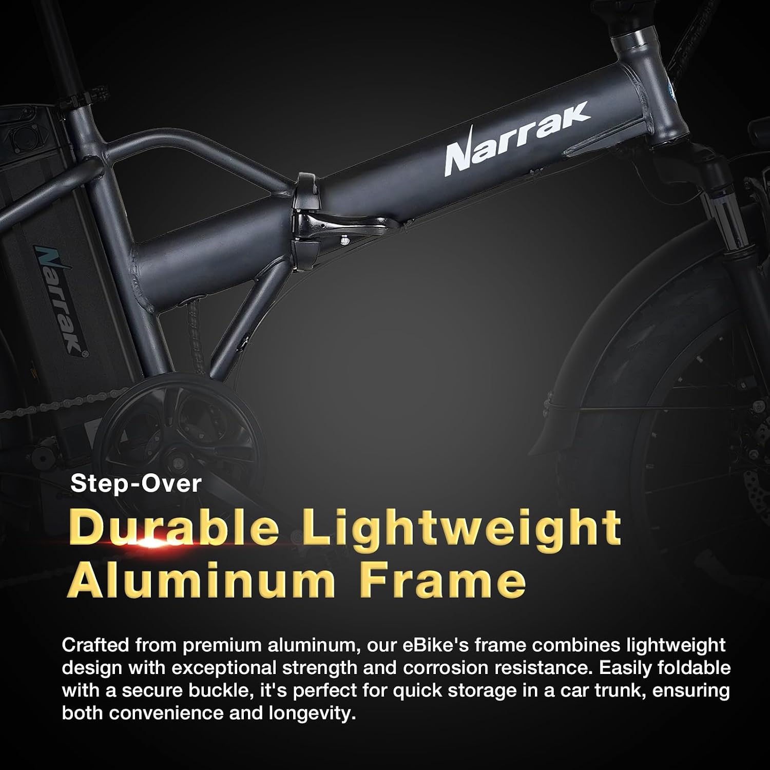 NARRAK Fat Tire Folding Electric Bike, 48V & 624Wh Lithium Removable Battery, Peak 1100W Brushless Motor, Max Speed 20Mph, M5 Large LCD Display, Suspension, Step-Over/Thru Frame