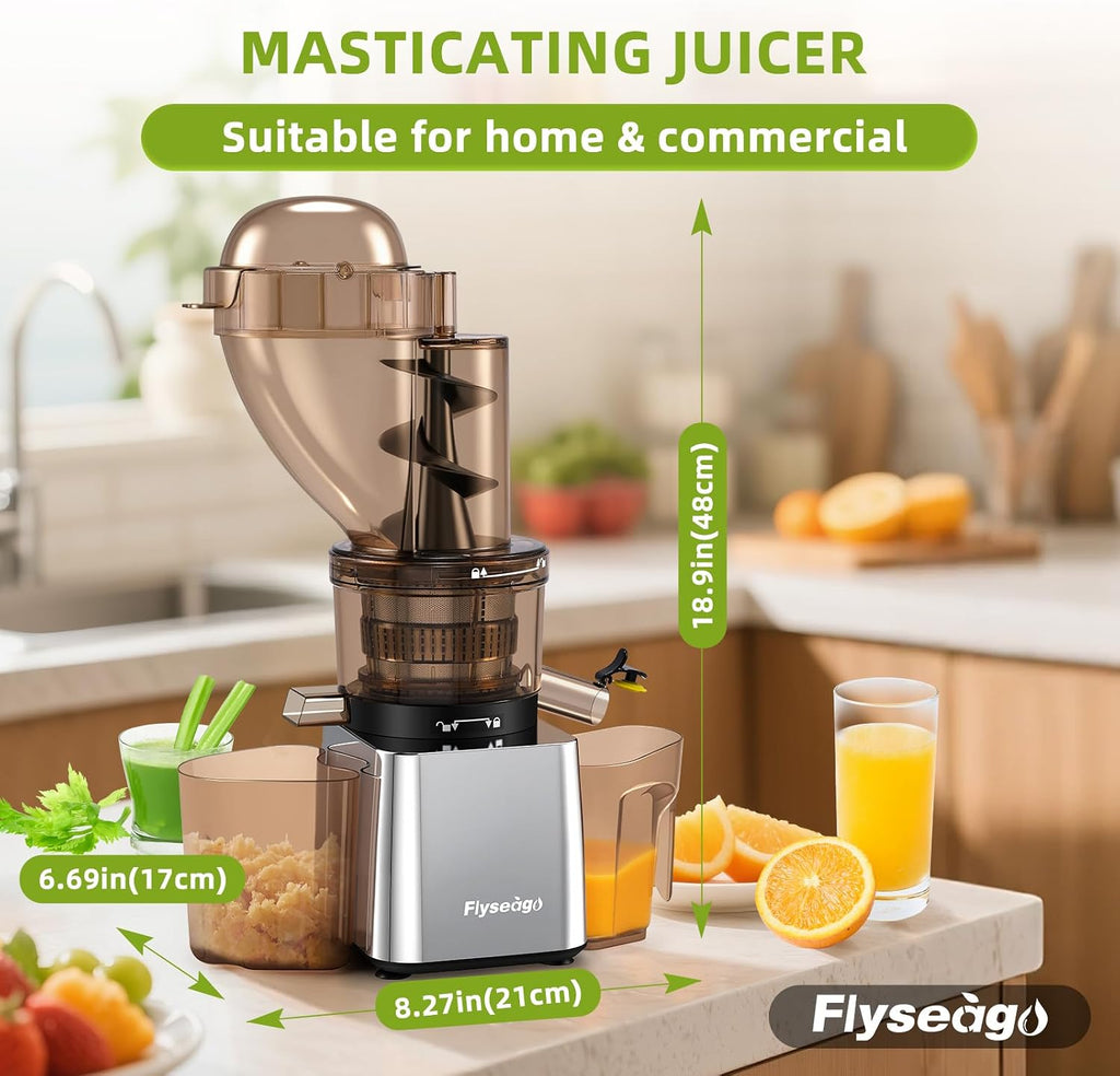 Commercial 300W Cold Press Juicer Machines - Dual Outlet for Juice & Pulp, High Yield, Masticating Juicers, Heavy Duty Stainless Steel, Quiet Motor, Easy Clean for Restaurants, Bars