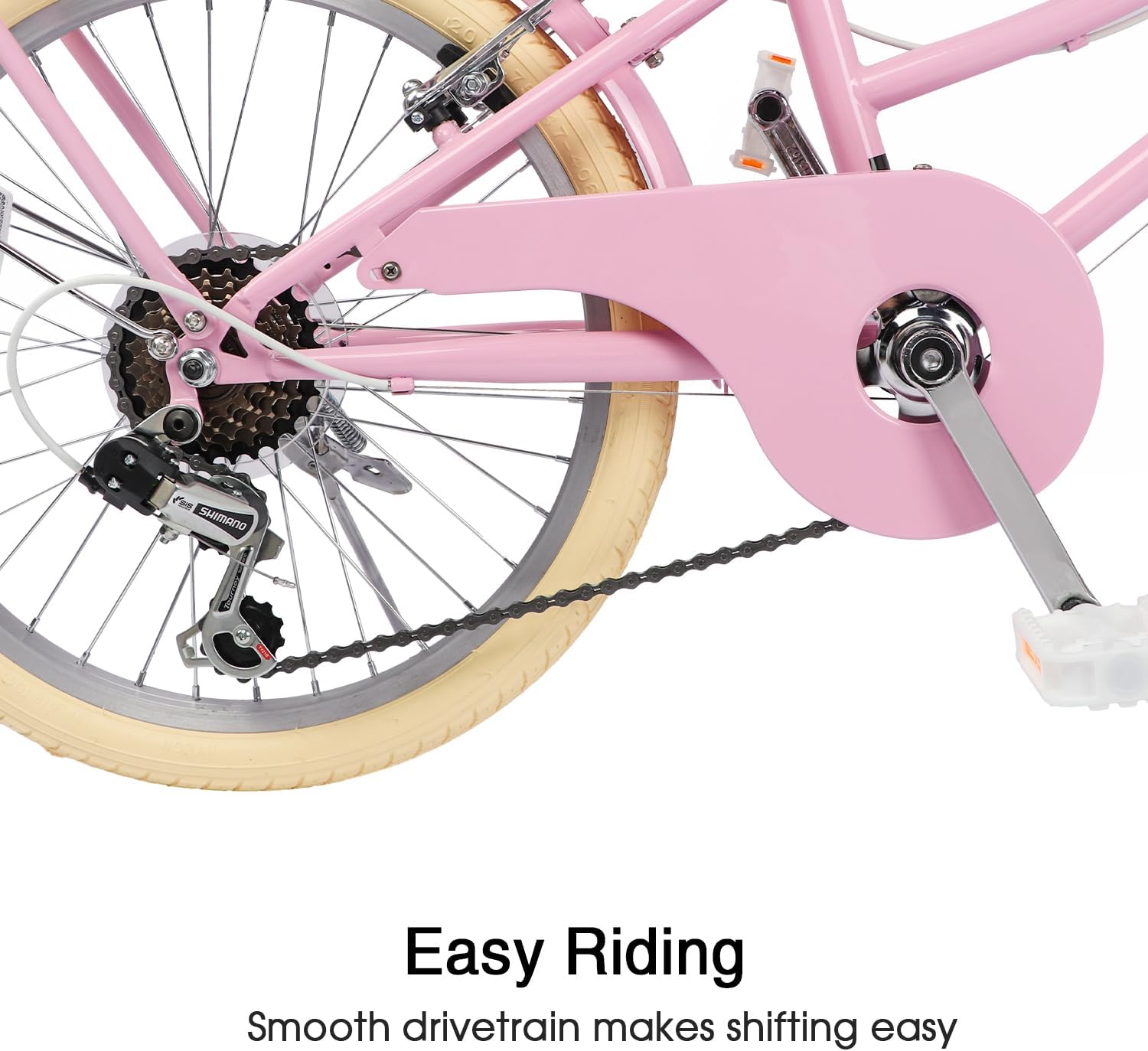 Glerc 20 24 26 Inch Beach Cruiser Bike, 6-Speed Hybrid City Bicycle for Girls Youth and Over 6 Years Old, Missy Bike with Wicker Basket & Lightweight, Multiple Colors