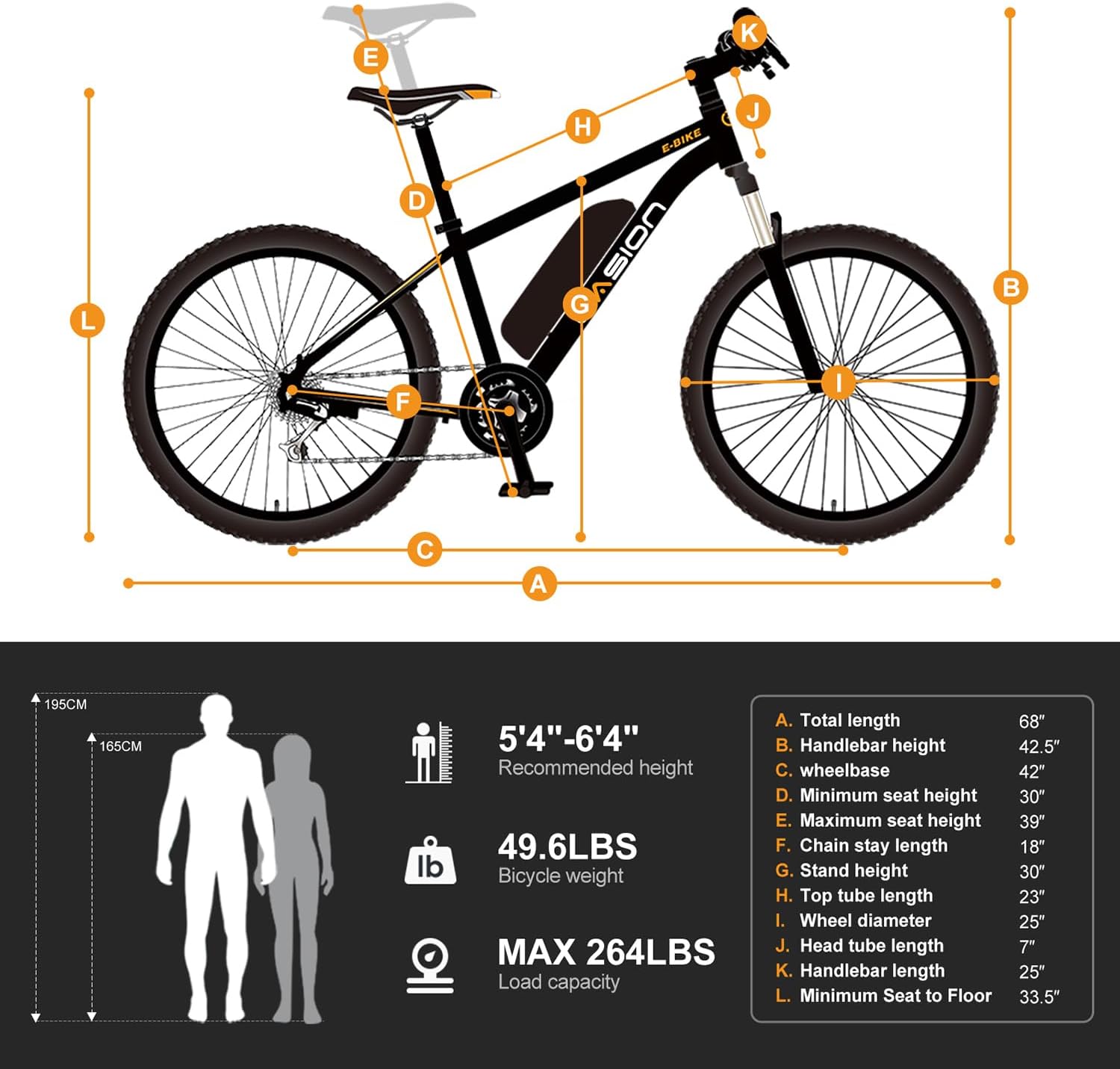 Jasion EB5 Electric Bike for Adults with Peak 750W Brushless Motor, 40Miles 20MPH Commuting Electric Mountain Bike with 360Wh Removable Battery, 7-Speed, 26' Tires and Front Fork Suspension