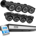 ZOSI 16CH 3K Lite Home Security Camera System,AI Human/Vehicle Detection,Night Vision,Remote Access,8pcs 1080p Outdoor Surveillance Cameras,16 Channel 1080P CCTV DVR with 2TB HDD for 24/7 Recording