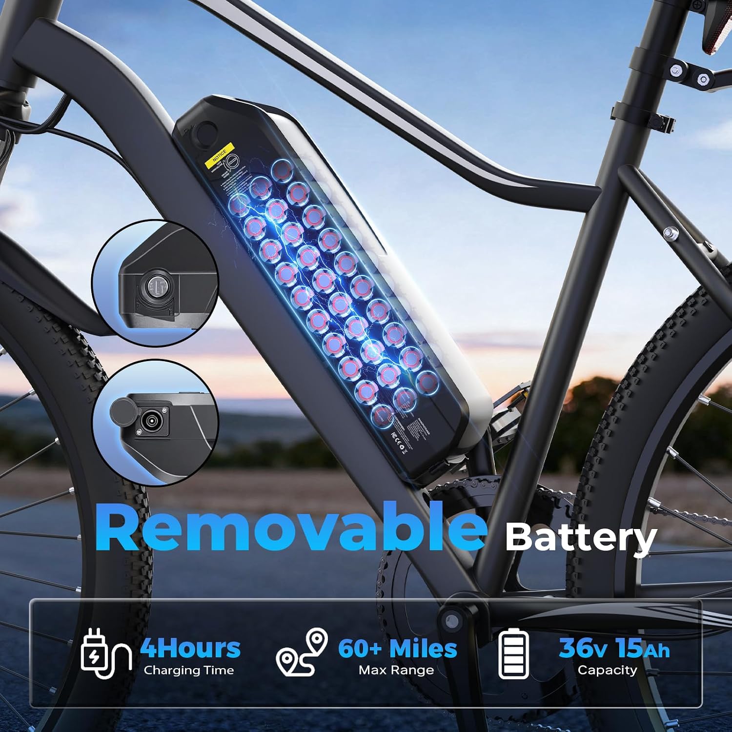 Electric Bike - 750W/1000W/1500W Motor Electric Bicycle, 20MPH, 55/70/80 Miles, Removable Battery, Shock Absorber, 5 Speed E Bike, 26' Tire Commuter Electric Bicycle for Adults