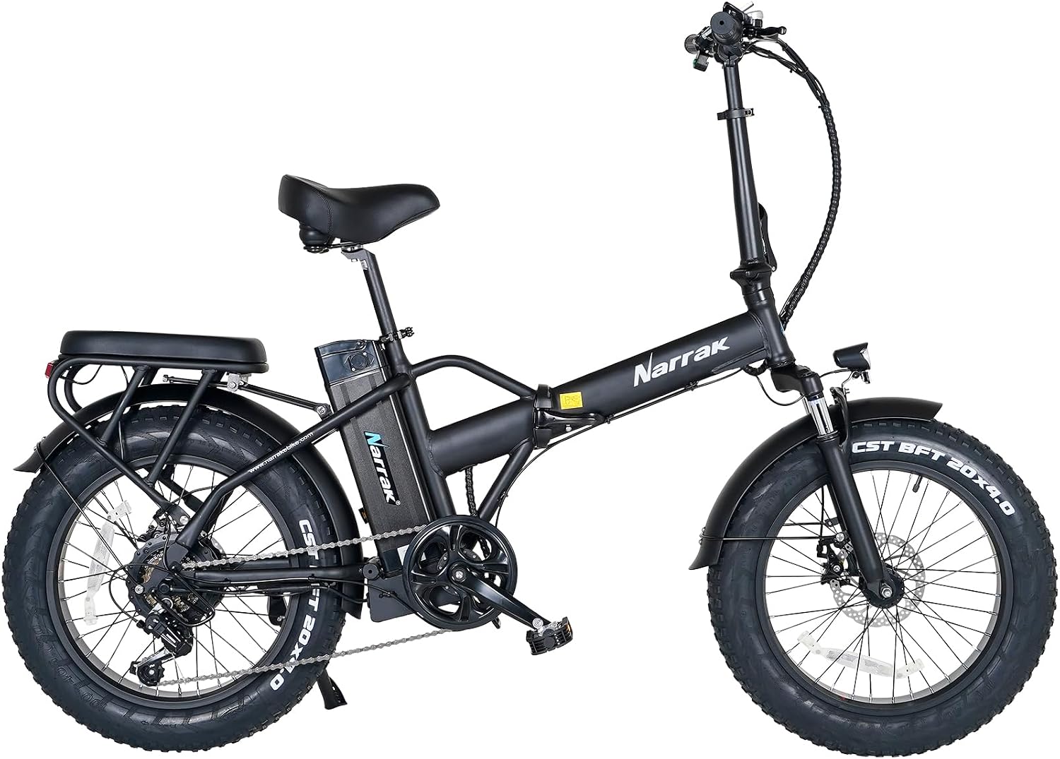 NARRAK Fat Tire Folding Electric Bike, 48V & 624Wh Lithium Removable Battery, Peak 1100W Brushless Motor, Max Speed 20Mph, M5 Large LCD Display, Suspension, Step-Over/Thru Frame