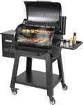 VEVOR Smoker Grill, Portable Wood Pellet Grill with Cart, 8 IN 1 BBQ Grill with PID Temperature Control for Outdoor Cooking, Barbecue Camping, Picnic, 730 sq, Patio and Backyard, Black