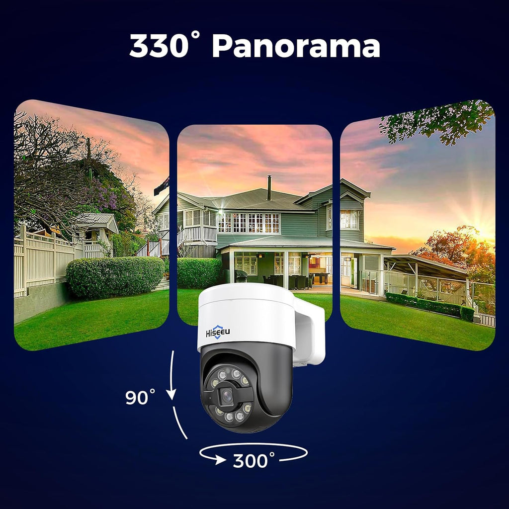 [330°View+Human Tracking] Hiseeu 6MP PoE PTZ Camera System,NVR Security Camera System w/2Pcs 5MP Wired Security Camera Outdoor&Indoor,2-Way Audio,Waterproof,7/24 Record for Home Surveillance