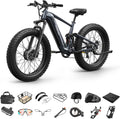 PUCKIPUPPY Dual Motor Electric Bike for Adults 1600W, 48V 20AH Battery with Torque Sensor, Full Suspension, 26' Fat Tire, 28MPH, 80 Mile Range, 8 Speed Mountain Electric Bicycle Golden Retriever Pro