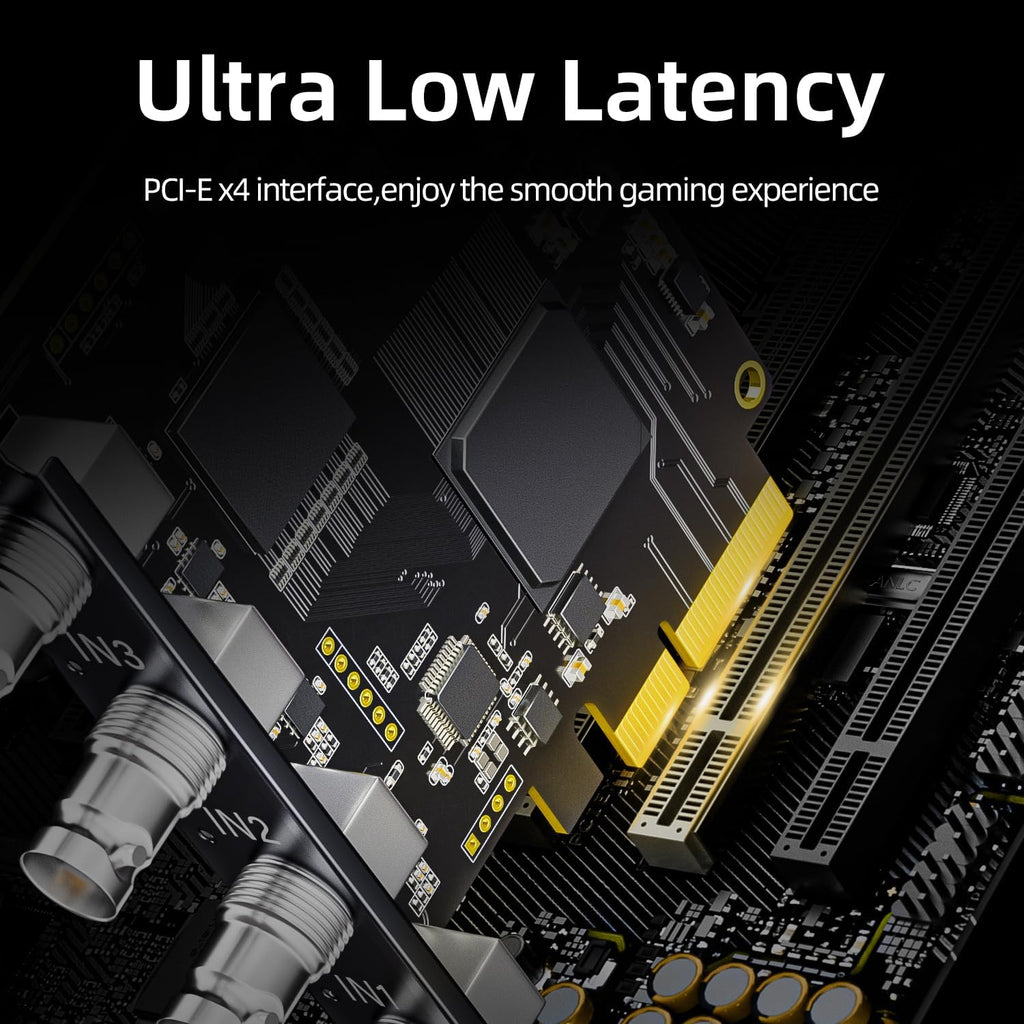 4-Channel Quad SDI PCIe Video Capture Card,Ultra-Low Latency for Multi-Channel Live Streaming, Video Conferencing, Teaching, and Broadcasting