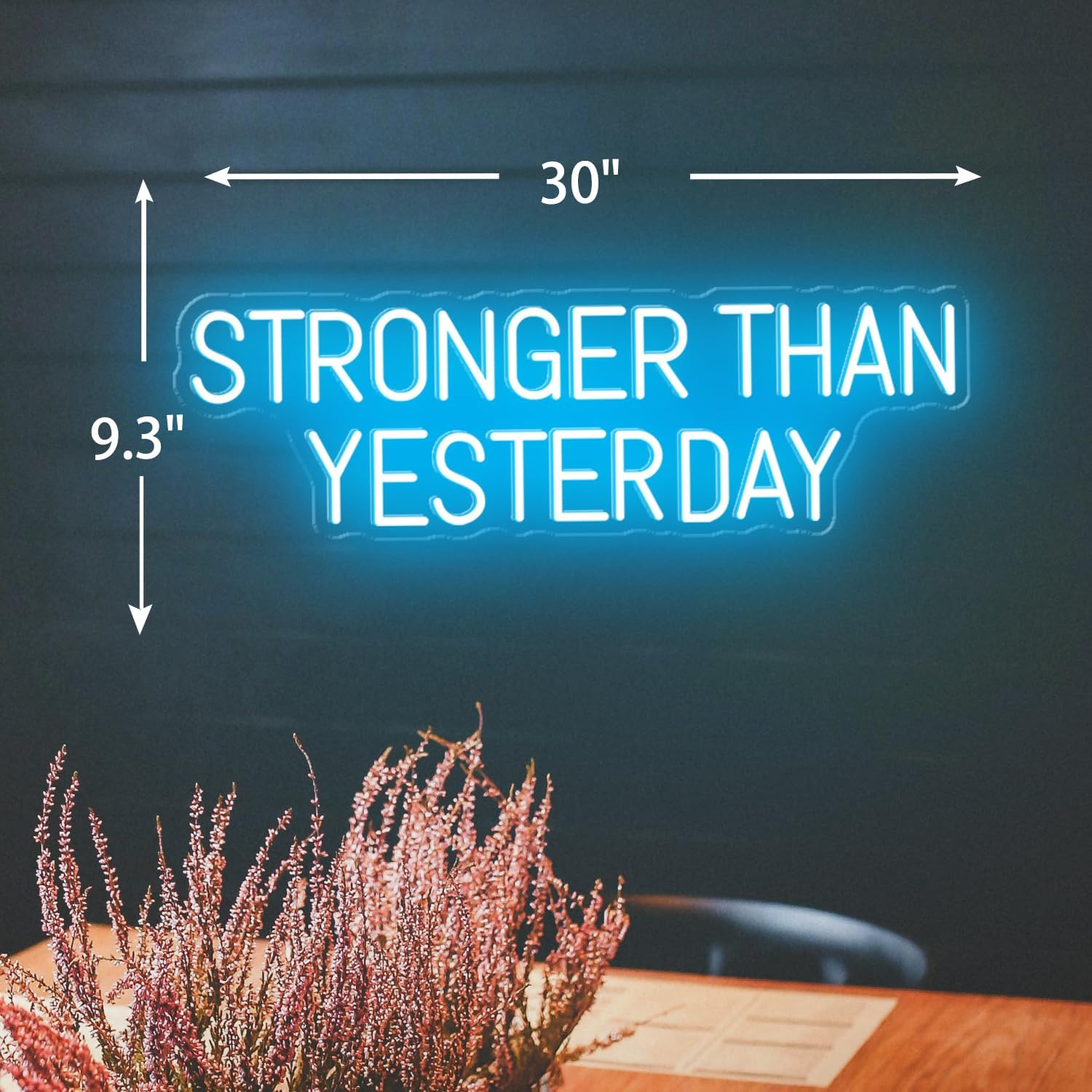 Stronger Than Yesterday Neon Sign Large, Dimmable Gym Wall Decor, LED Light Up Signs for Hotels, Bars, Game Room, Home, Office Building, Gift for Fitness Fan, 30x9.3'