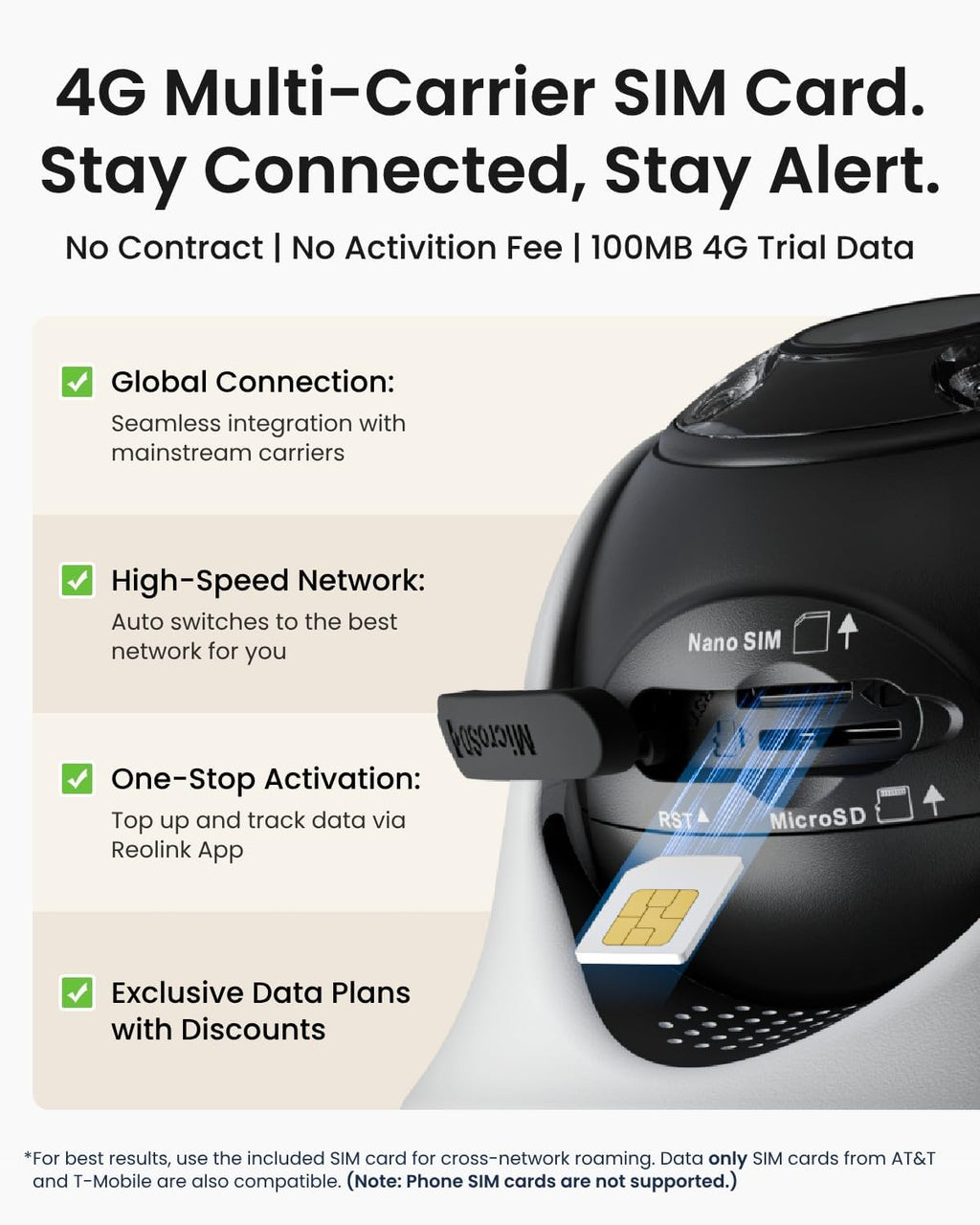 REOLINK 4K LTE Cellular Security Camera Wireless Outdoor, No WiFi 3G/4G Solar Powered, 360 Auto Tracking AI Detection, Color Night Vision, max. 512G Local Storage, SIM Card Included, Go PT Ultra+SP2