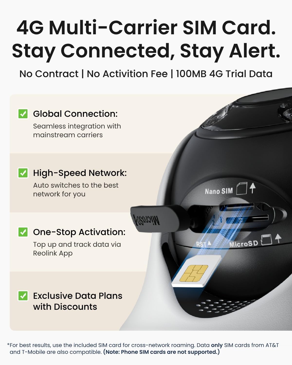 REOLINK 4K LTE Cellular Security Camera Wireless Outdoor, No WiFi 3G/4G Solar Powered, 360 Auto Tracking AI Detection, Color Night Vision, max. 512G Local Storage, SIM Card Included, Go PT Ultra+SP2