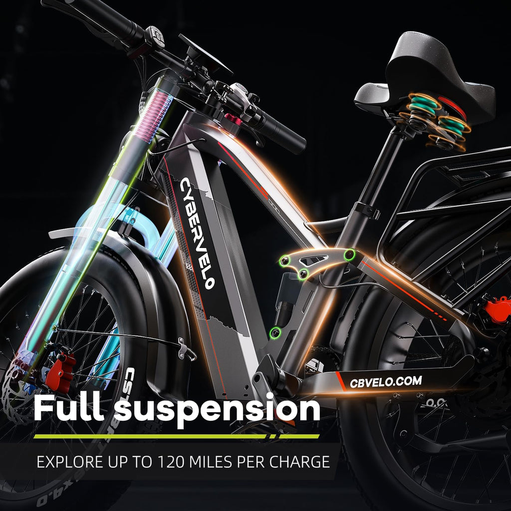 26' Electric Bike for Adult,750w Peak,up 150 Miles 52V 40Ah Battery Ebike,26' x 4.0 Fat Tire Adult Electric Bicycles for All Terrain,Electric Mountain E-Bike,UL Certified Commuter Ebikes, 7-Speed