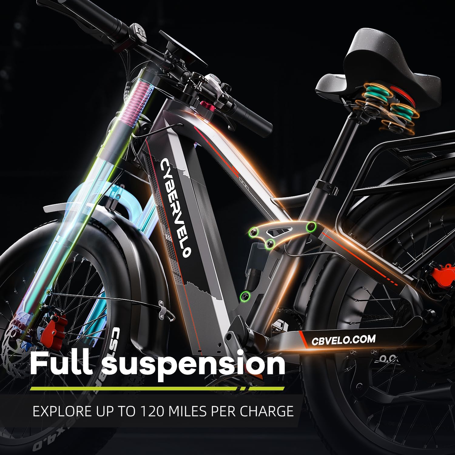 26' Electric Bike for Adult,750w Peak,up 150 Miles 52V 40Ah Battery Ebike,26' x 4.0 Fat Tire Adult Electric Bicycles for All Terrain,Electric Mountain E-Bike,UL Certified Commuter Ebikes, 7-Speed