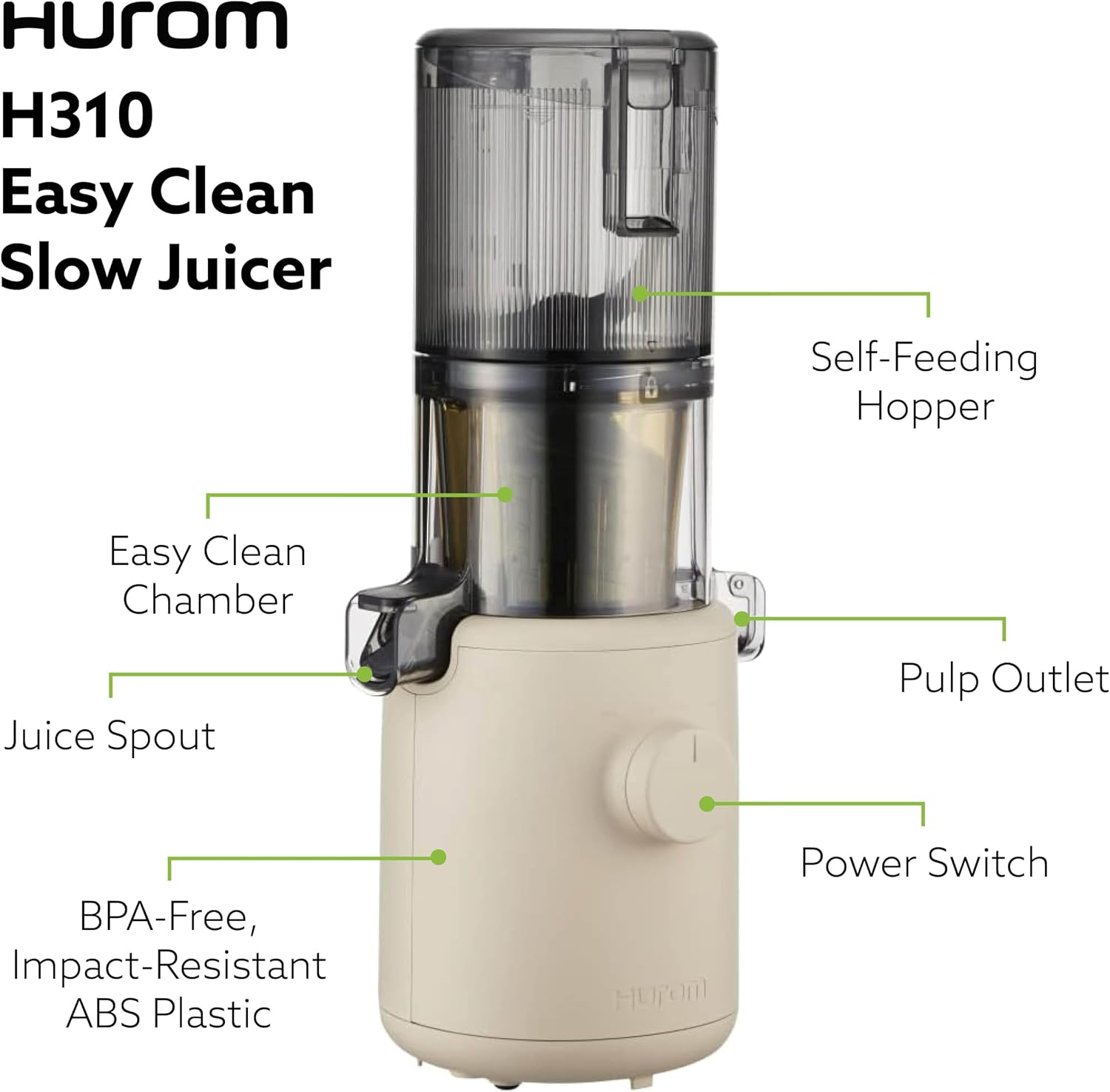 Hurom H310A Personal Self Feeding Slow Masticating Juicer (H310A Beige)