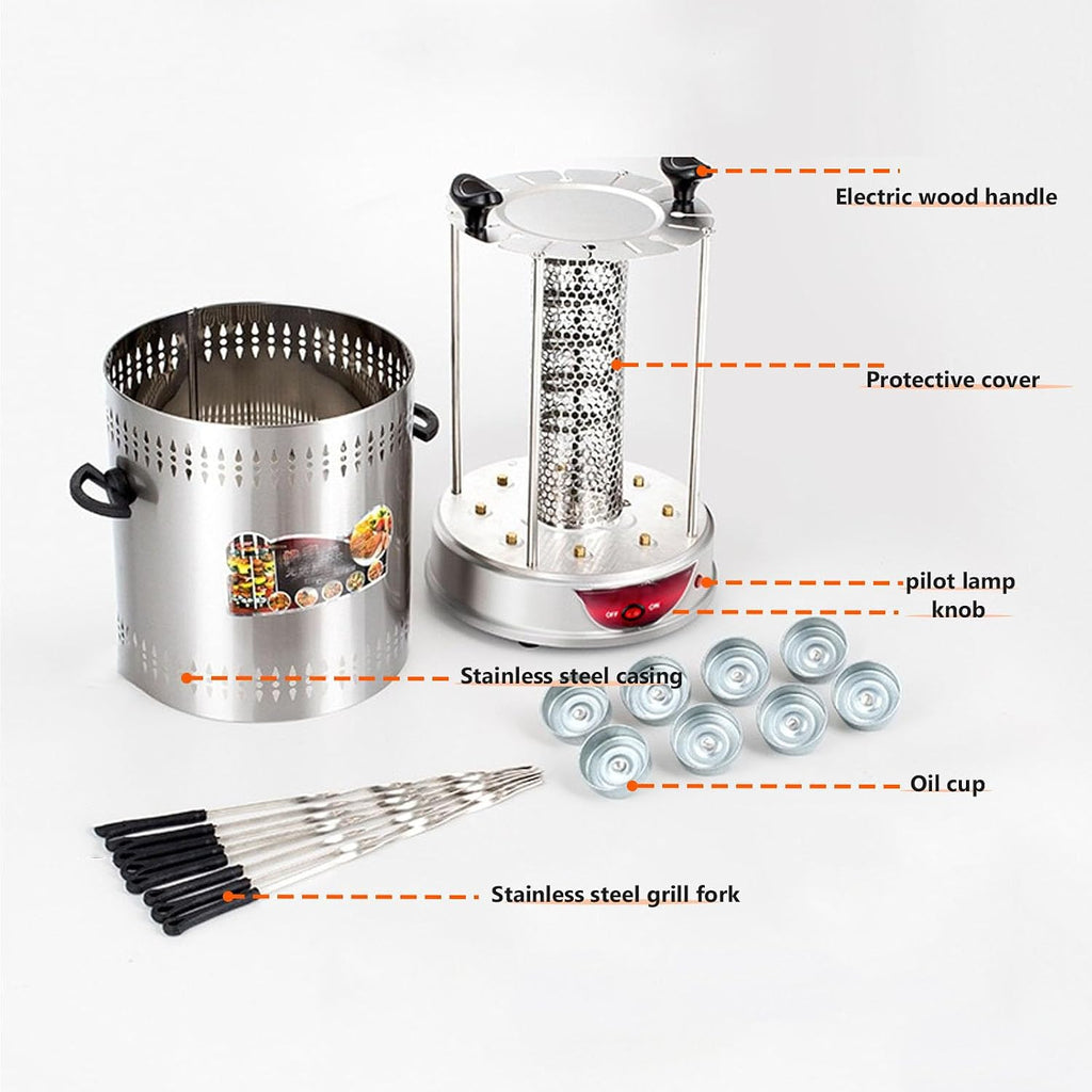 Smokeless Indoor Grill Revolving Vertical Electric Grill Key Control Automatic Rotating Barbecue for Family Gathering