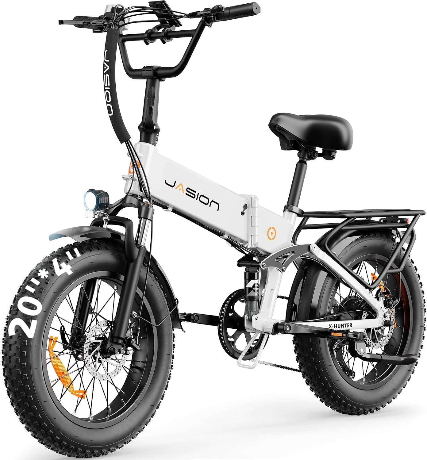 Jasion X Hunter/PRO Electric Bike for Adults,1800W/1400W Peak 20''Fat Tire Foldable Ebike,Folding E Bike Up to 80/70 Miles Range,720/624WH Removable Battery,30 MPH E Bike,Certified by UL2849