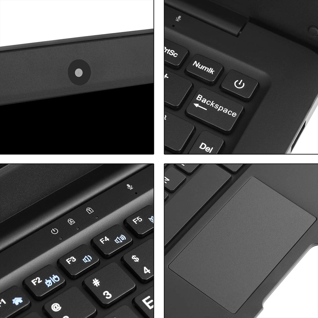 Windows 10 Computer Laptop Mini 10 Inch 32GB Ultra Thin and Light Netbook Quad Core CPU PC HDMI WiFi USB YouTube (Black)