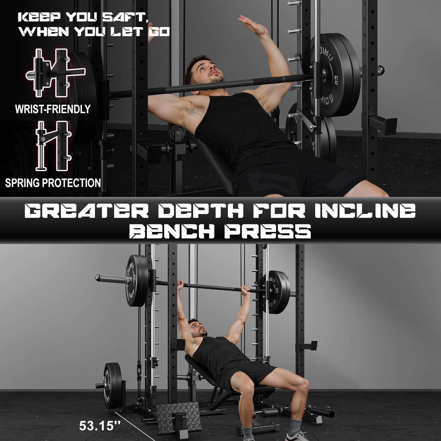 S1-V4 Smith Machine, 2000LBS Power Cage with Cable Crossover System, All-in-One Squat Rack with Smith Bar, Strength Training Equipment for Hone Gym