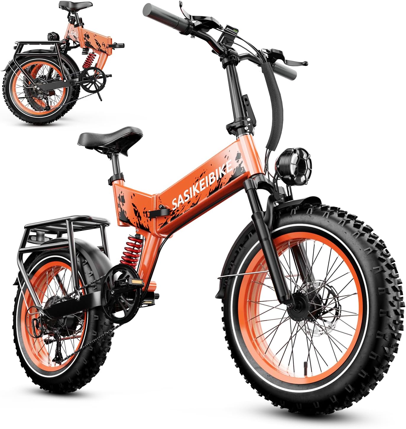 vefreedom 1500W Folding Electric Bike for Adults, 52V 20AH Large Removable Battery E Bike,70 Miles Max Range, 20' x4.0 Fat Tire Ebike, Dual Suspension Commute Electric Mountain Bicycle