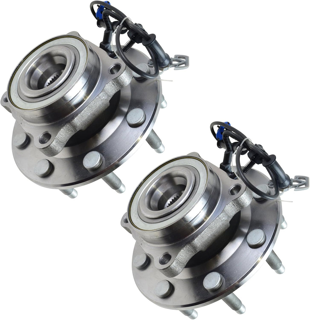 TRQ 2 Piece Front Wheel Bearing & Hub Assembly Set Compatible with 2007-2010 Chevrolet Silverado 2500 HD Silverado 3500 HD 2007-2013 Suburban 2500 GMC Sierra 2500 HD Sierra 3500 HD Yukon XL 2500 2008