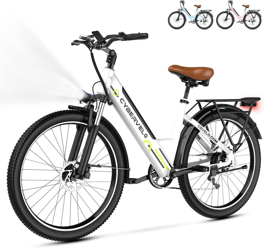 Cybervelo 750W Peak Electric Bike for Adults,up 80 Miles Removable Battery Ebike, 26' Electric E Bike with 7-Speed,Adult Electric Bicycles for Commute Beach Snow Womens/Man All Terrain