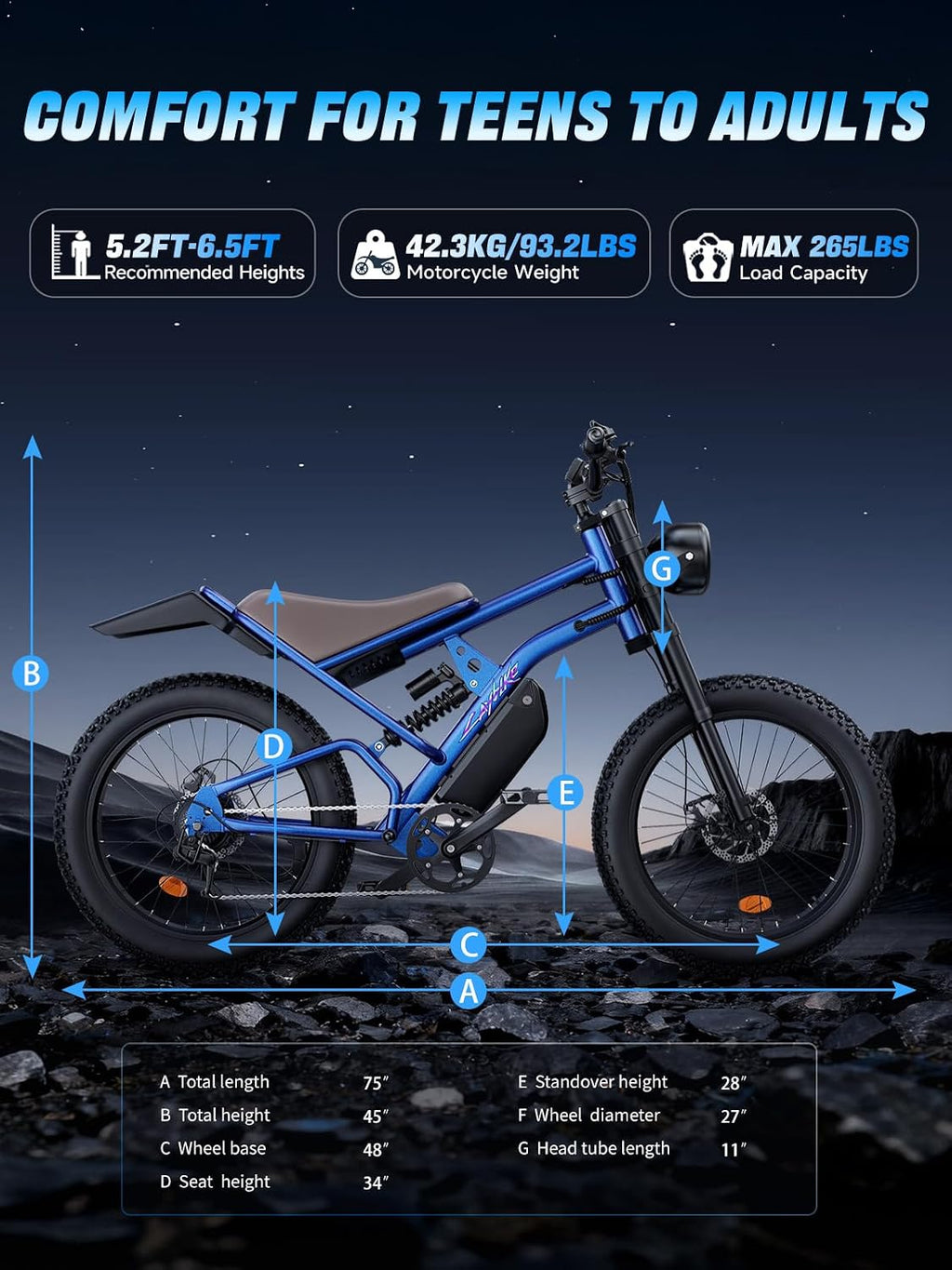 35 MPH Electric Bike for Adults, 3000W Peak Power Electric Motorcycle, 24' Fat Tire Electric Mountain Bike, 48V 20.8Ah Battery, All Terrain Ebike for Mountains, Beach, Snow, Sand