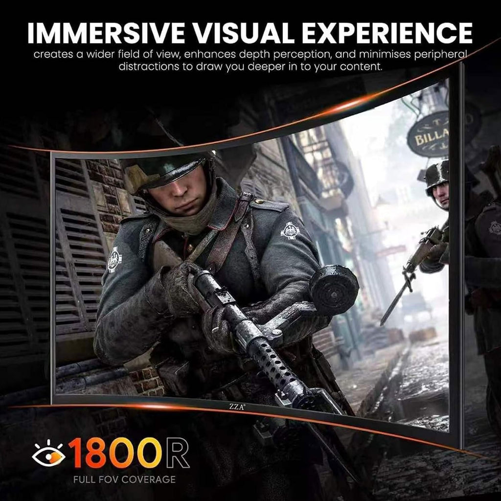 ZZA 27 Inch Curved Gaming Monitor 200Hz|180Hz|144HZ 1ms FHD 1080P Computer Screen FreeSync|130% sRGB|HDR|Low Blue Light|HDMI DP Ports|VESA Mount|Metal Stand