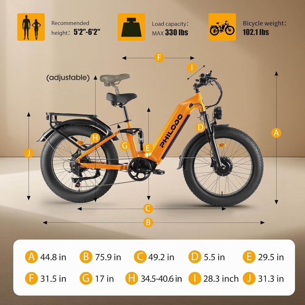 5000w Dual Motor Electric Bicycles, 60V Battery E-Bike with 45 MiIe P-Hour Electric Bike for Adults, 26 Fat Tire Hunting Ebike for All Terrain, Full Suspension Electric Ebike