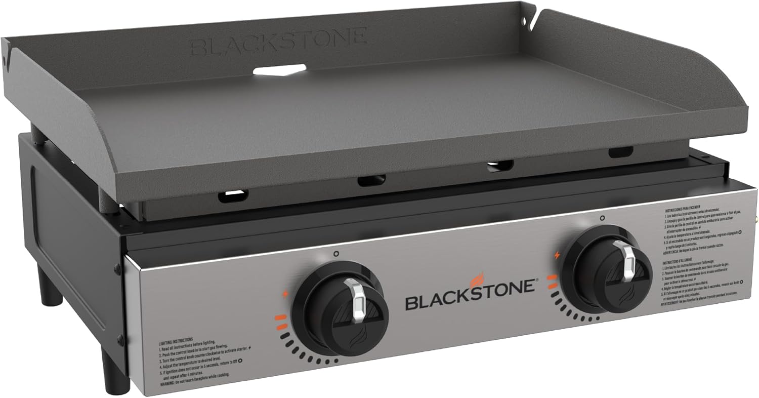 Blackstone 1666 22' Tabletop Griddle with Stainless Steel Faceplate, Powder Coated Steel, Black