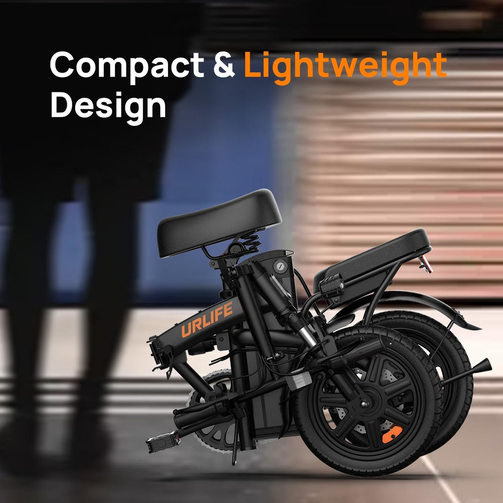 URLIFE Folding Electric Bike for Adults, 14' Portable Commuter ebikes, 20-40 Mile Long Range, 500W Peak Motor, 20MPH, UL 2849 Mini Bikes for Teens